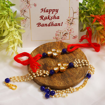 Handmade Kundan rakhi & Lumba set- Set of 2